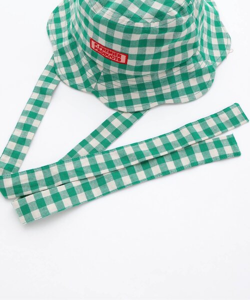 p.premier（ピードットプルミエ）の「２WAYリボン付きお花みたいなギンガムチェックハット（ハット・キッズ・グリーン/ブラック/レッド・50/52/54/56）」の9枚目の写真