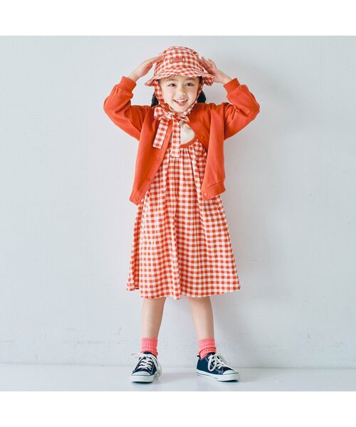 美品⭐︎フラワー装飾付きピンクハット 2WAYリボン付きお花みたいなギンガムチェックハット（ハット）｜p