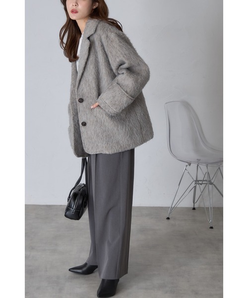 &. NOSTALGIA(アンドドットノスタルジア)の「【ZOZO限定】シャギービッグテーラードコート(チェスターコート・レディース・カーキブラウン/グレー・M)」の9枚目の写真