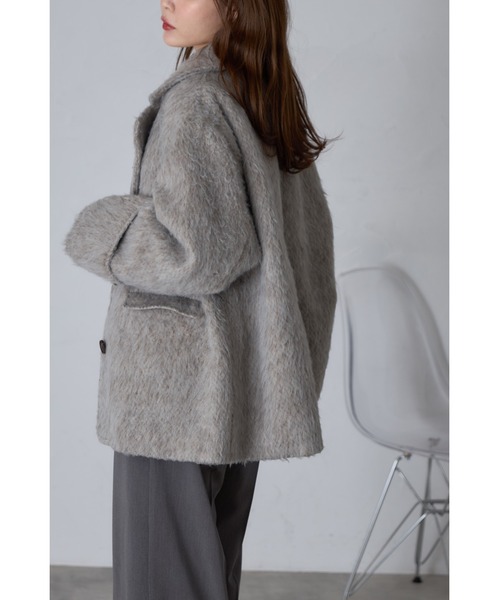 &. NOSTALGIA(アンドドットノスタルジア)の「【ZOZO限定】シャギービッグテーラードコート(チェスターコート・レディース・カーキブラウン/グレー・M)」の11枚目の写真