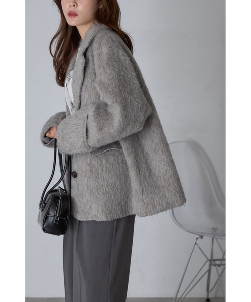 &. NOSTALGIA(アンドドットノスタルジア)の「【ZOZO限定】シャギービッグテーラードコート(チェスターコート・レディース・カーキブラウン/グレー・M)」の12枚目の写真