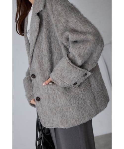 &. NOSTALGIA(アンドドットノスタルジア)の「【ZOZO限定】シャギービッグテーラードコート(チェスターコート・レディース・カーキブラウン/グレー・M)」の15枚目の写真