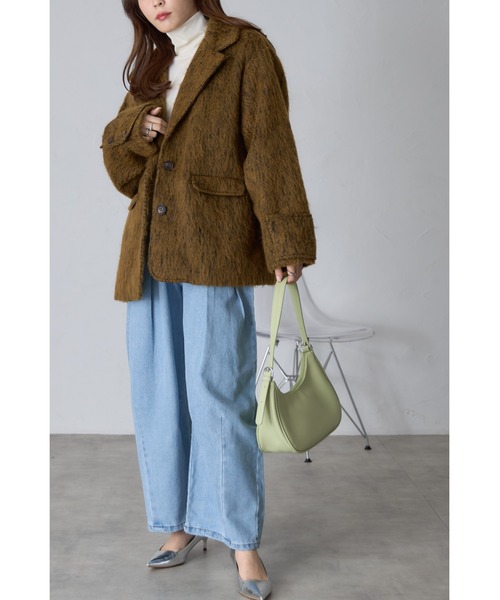 &. NOSTALGIA(アンドドットノスタルジア)の「【ZOZO限定】シャギービッグテーラードコート(チェスターコート・レディース・カーキブラウン/グレー・M)」の21枚目の写真