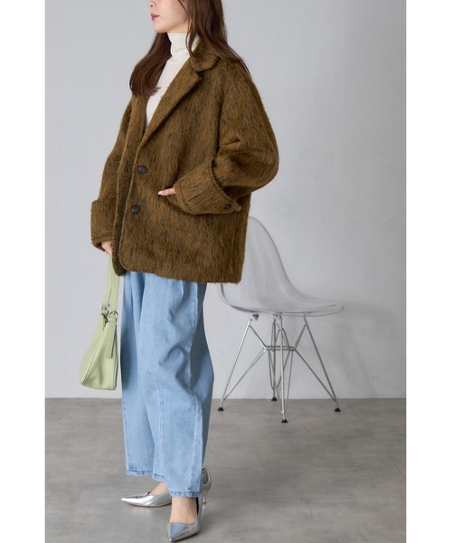 &. NOSTALGIA(アンドドットノスタルジア)の「【ZOZO限定】シャギービッグテーラードコート(チェスターコート・レディース・カーキブラウン/グレー・M)」の22枚目の写真