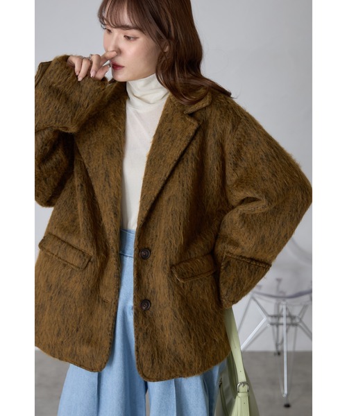 &. NOSTALGIA(アンドドットノスタルジア)の「【ZOZO限定】シャギービッグテーラードコート(チェスターコート・レディース・カーキブラウン/グレー・M)」の18枚目の写真