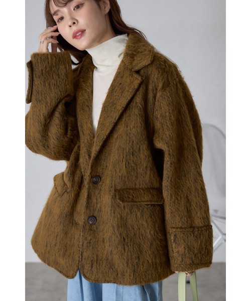 &. NOSTALGIA(アンドドットノスタルジア)の「【ZOZO限定】シャギービッグテーラードコート(チェスターコート・レディース・カーキブラウン/グレー・M)」の19枚目の写真