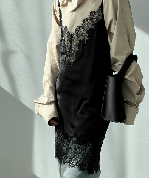 chuclla（チュクラ）の「ランジェリー デザインキャミワンピース chw25s017（ワンピース・レディース・ブラック/バーガンディー/ホワイト・FREE）」の3枚目の写真