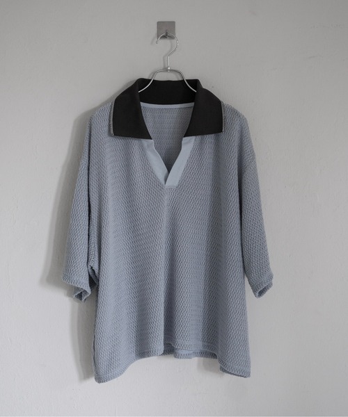 Utusiyo(ウツシヨ)の「polo shirt 涼襟(シャツ/ブラウス・メンズ・ブラック/ライトブルー・FREE)」の5枚目の写真