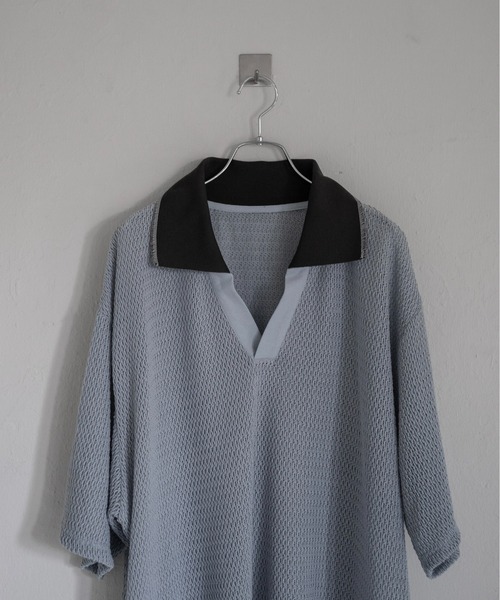 Utusiyo(ウツシヨ)の「polo shirt 涼襟(シャツ/ブラウス・メンズ・ブラック/ライトブルー・FREE)」の6枚目の写真