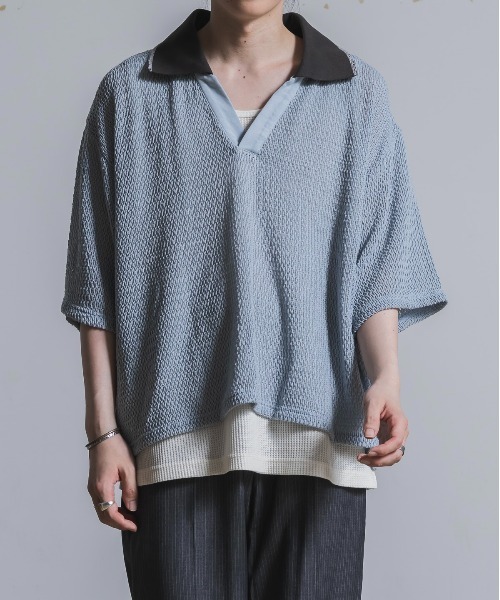 Utusiyo(ウツシヨ)の「polo shirt 涼襟(シャツ/ブラウス・メンズ・ブラック/ライトブルー・FREE)」の9枚目の写真