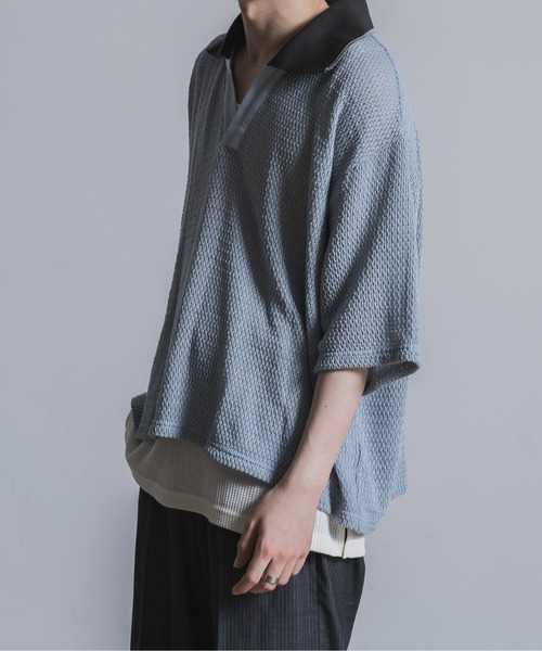 Utusiyo(ウツシヨ)の「polo shirt 涼襟(シャツ/ブラウス・メンズ・ブラック/ライトブルー・FREE)」の10枚目の写真