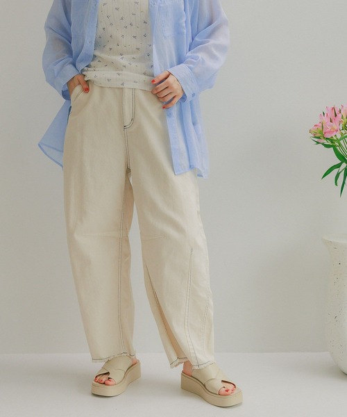 niko and...（ニコアンド）の「セルフカットバレルパンツ（その他パンツ・レディース・クリーム/ライトグレー/インディゴブルー/ネイビー/オフホワイト/チャコール・LARGE/MEDIUM）」の2枚目の写真