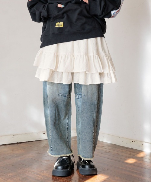 niko and...（ニコアンド）の「セルフカットバレルパンツ（その他パンツ・レディース・クリーム/ライトグレー/インディゴブルー/ネイビー/オフホワイト/チャコール・LARGE/MEDIUM）」の15枚目の写真