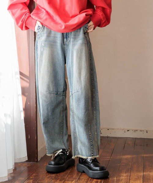 niko and...（ニコアンド）の「セルフカットバレルパンツ（その他パンツ・レディース・クリーム/ライトグレー/インディゴブルー/ネイビー/オフホワイト/チャコール・LARGE/MEDIUM）」の17枚目の写真