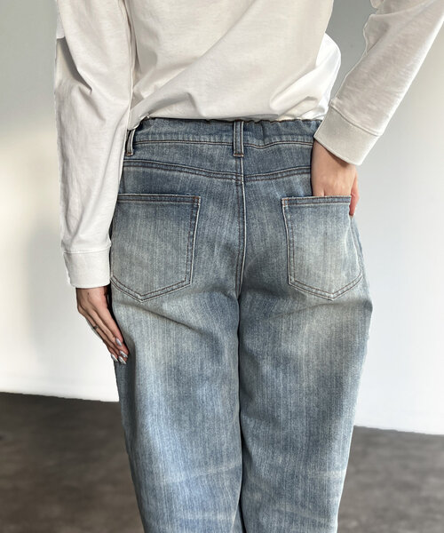 Chez toi（シェトワ）の「ウエスト紐ワイドストレートデニム（デニムパンツ・レディース・インディゴブルー/ブルー・SMALL/MEDIUM）」の22枚目の写真