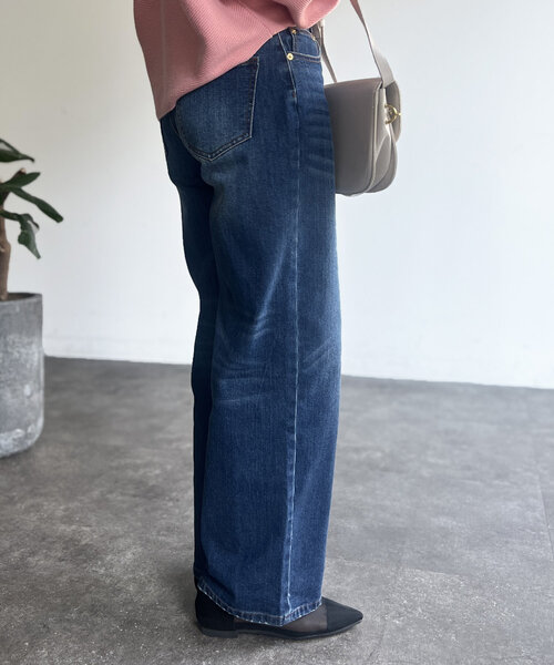 Chez toi（シェトワ）の「ウエスト紐ワイドストレートデニム（デニムパンツ・レディース・インディゴブルー/ブルー・SMALL/MEDIUM）」の14枚目の写真