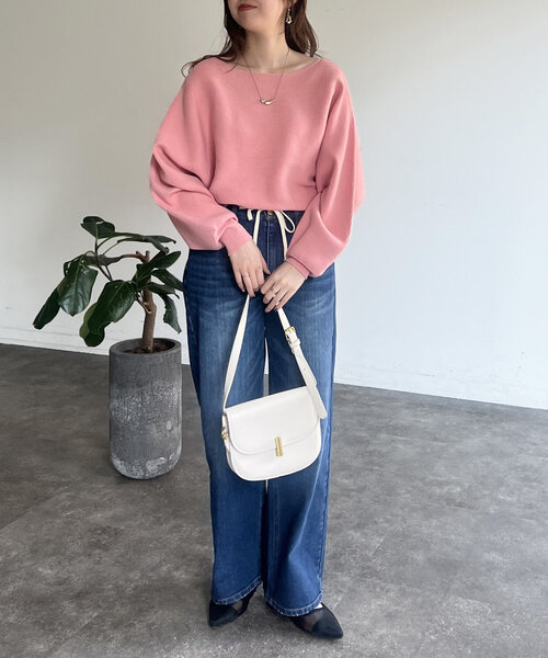 Chez toi（シェトワ）の「ウエスト紐ワイドストレートデニム（デニムパンツ・レディース・インディゴブルー/ブルー・SMALL/MEDIUM）」の9枚目の写真