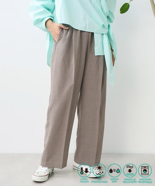 FREAK'S STORE（フリークスストア）の「接触冷感/UV リネンタッチ タック イージーパンツ/リネンタッチ センタープレスパンツ<セットアップ対応＞（スラックス・レディース・オフホワイト/グレー/ブラック/ベージュ/その他・MEDIUM/SMALL）」の4枚目の写真