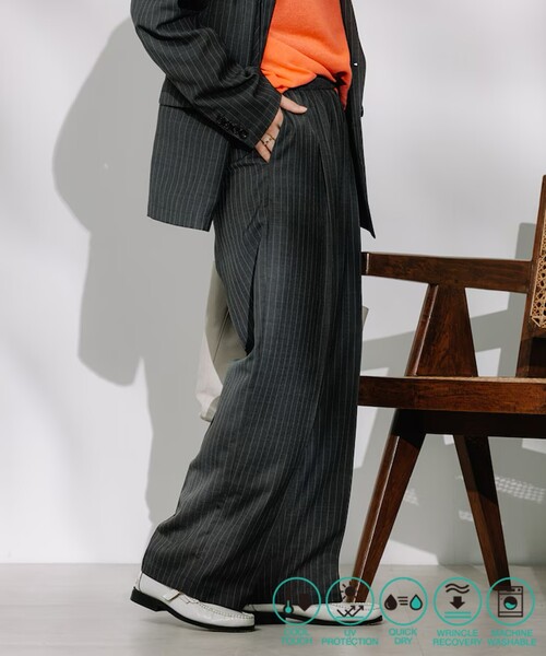 FREAK'S STORE（フリークスストア）の「接触冷感/UV リネンタッチ タック イージーパンツ/リネンタッチ センタープレスパンツ<セットアップ対応＞（スラックス・レディース・オフホワイト/グレー/ブラック/ベージュ/その他・MEDIUM/SMALL）」の5枚目の写真