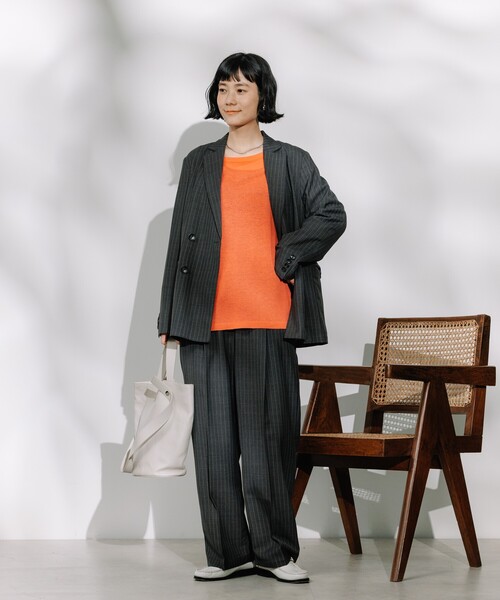 FREAK'S STORE（フリークスストア）の「接触冷感/UV リネンタッチ タック イージーパンツ/リネンタッチ センタープレスパンツ<セットアップ対応＞（スラックス・レディース・オフホワイト/グレー/ブラック/ベージュ/その他・MEDIUM/SMALL）」の6枚目の写真