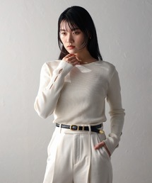 holed sleeve boat neck knit / ホールドスリーブボートネックニット