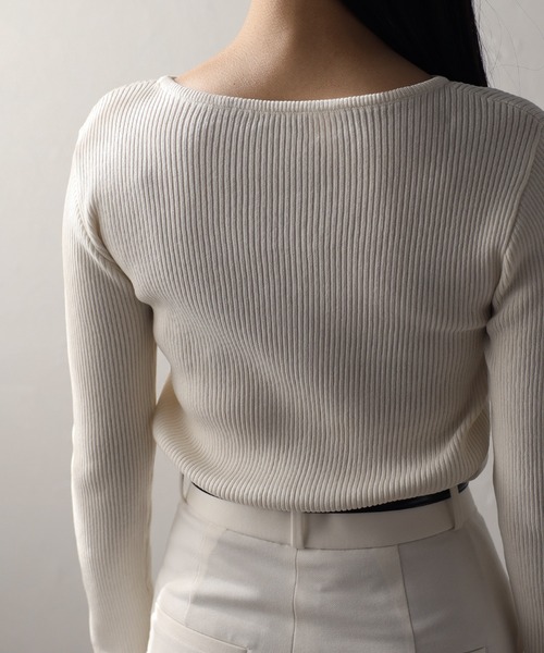 ENC（エンク）の「holed sleeve boat neck knit / ホールドスリーブボートネックニット（ニット/セーター・レディース・アイボリー/ブラック/ブラウン系その他/グレー・FREE）」の17枚目の写真