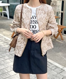 美品♡ テッドベイカー ペプラム ノーカラージャケット 裏地花柄 春色 ピンク 美品♡ テッドベイカー ペプラム ノーカラージャケット 裏地花柄