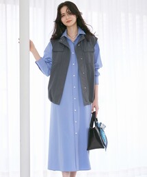 【SLOW/一部店舗限定】タンブラーコットンブロード シャツワンピース