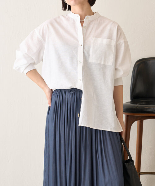 Jena espace merveilleux(ジェナ エスパスメルヴェイユ)の「【ハンサムシャツ】袖ボリュームリネンシャツ(シャツ/ブラウス・レディース・オフホワイト/レッド/ネイビー・FREE)」の2枚目の写真