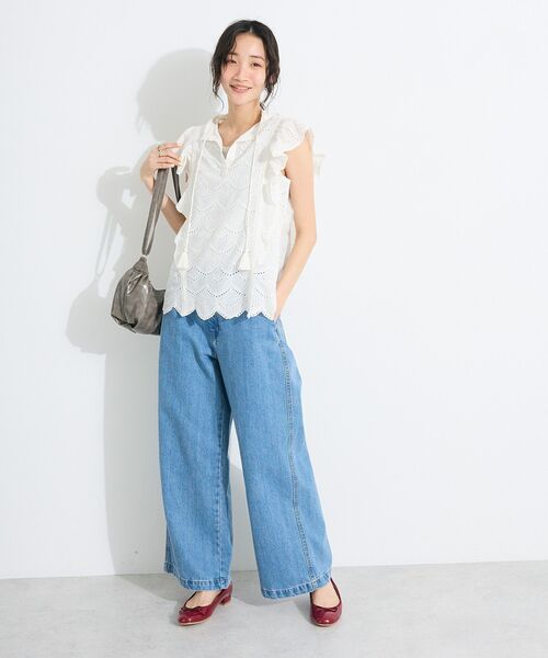 CRAFT STANDARD BOUTIQUE（クラフトスタンダードブティック）の「2wayサロペットデニムパンツ（デニムパンツ・レディース・ライトインディゴブルー/ダークインディゴブルー/ホワイト・S/M/L/XL）」の20枚目の写真