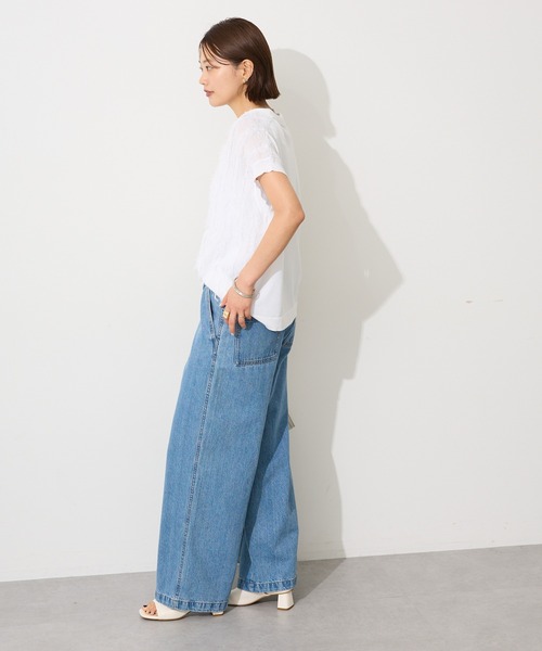 CRAFT STANDARD BOUTIQUE（クラフトスタンダードブティック）の「2wayサロペットデニムパンツ（デニムパンツ・レディース・ライトインディゴブルー/ダークインディゴブルー/ホワイト・S/M/L/XL）」の6枚目の写真