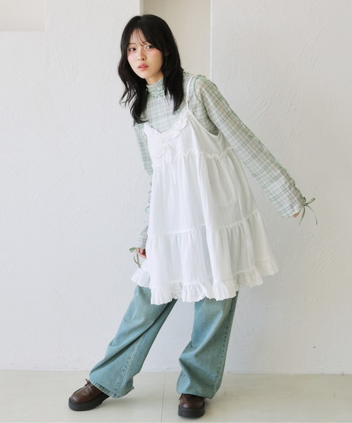 kutir(クティール)の「【新色追加】アソート袖リボンシアーメロートップス(Tシャツ/カットソー・レディース・イエロー/ブルー/アイボリー/ベージュ/ブルー系その他/オレンジ/ナチュラル/その他/ブルー系/グリーン/ブラック/イエロー系その他・FREE)」の5枚目の写真