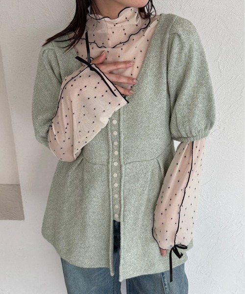 kutir(クティール)の「【新色追加】アソート袖リボンシアーメロートップス(Tシャツ/カットソー・レディース・イエロー/ブルー/アイボリー/ベージュ/ブルー系その他/オレンジ/ナチュラル/その他/ブルー系/グリーン/ブラック/イエロー系その他・FREE)」の12枚目の写真