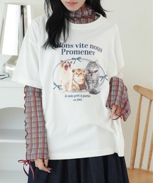 Tシャツ/カットソー（ブルー・ネイビー/青色系・花柄・ボタニカル柄