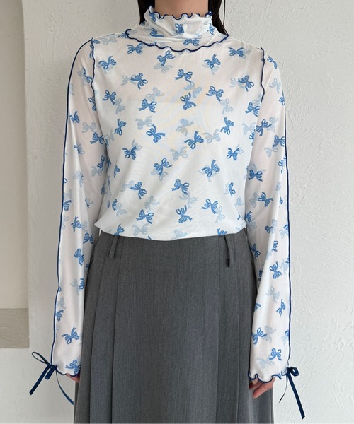 kutir(クティール)の「【新色追加】アソート袖リボンシアーメロートップス(Tシャツ/カットソー・レディース・イエロー/ブルー/アイボリー/ベージュ/ブルー系その他/オレンジ/ナチュラル/その他/ブルー系/グリーン/ブラック/イエロー系その他・FREE)」の16枚目の写真