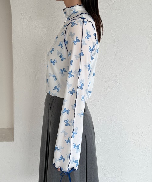 kutir(クティール)の「【新色追加】アソート袖リボンシアーメロートップス(Tシャツ/カットソー・レディース・イエロー/ブルー/アイボリー/ベージュ/ブルー系その他/オレンジ/ナチュラル/その他/ブルー系/グリーン/ブラック/イエロー系その他・FREE)」の15枚目の写真