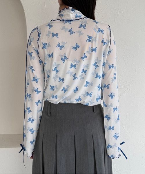 kutir(クティール)の「【新色追加】アソート袖リボンシアーメロートップス(Tシャツ/カットソー・レディース・イエロー/ブルー/アイボリー/ベージュ/ブルー系その他/オレンジ/ナチュラル/その他/ブルー系/グリーン/ブラック/イエロー系その他・FREE)」の14枚目の写真