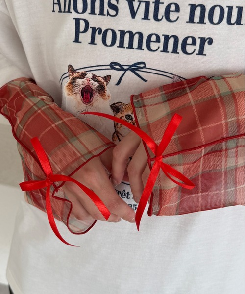 kutir(クティール)の「【新色追加】アソート袖リボンシアーメロートップス(Tシャツ/カットソー・レディース・イエロー/ブルー/アイボリー/ベージュ/ブルー系その他/オレンジ/ナチュラル/その他/ブルー系/グリーン/ブラック/イエロー系その他・FREE)」の18枚目の写真