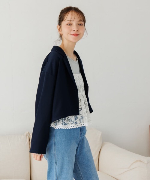 flower（フラワー）の「シックコンパクトジャケット（テーラードジャケット・レディース・ネイビー・FREE）」の2枚目の写真