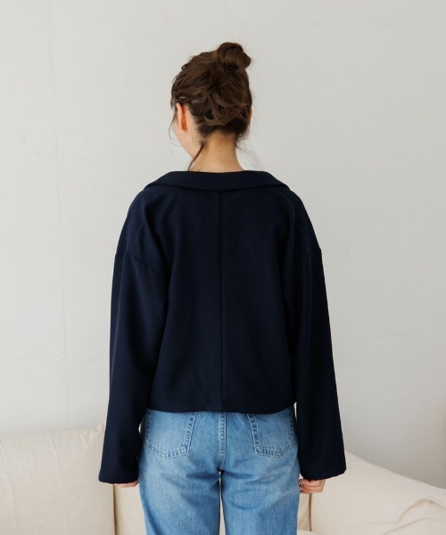 flower（フラワー）の「シックコンパクトジャケット（テーラードジャケット・レディース・ネイビー・FREE）」の3枚目の写真