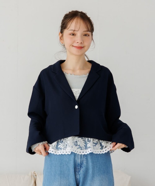 flower（フラワー）の「シックコンパクトジャケット（テーラードジャケット・レディース・ネイビー・FREE）」の4枚目の写真