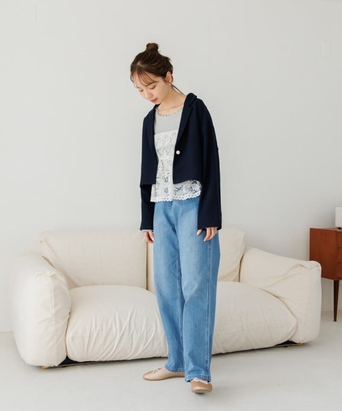 flower（フラワー）の「シックコンパクトジャケット（テーラードジャケット・レディース・ネイビー・FREE）」の6枚目の写真