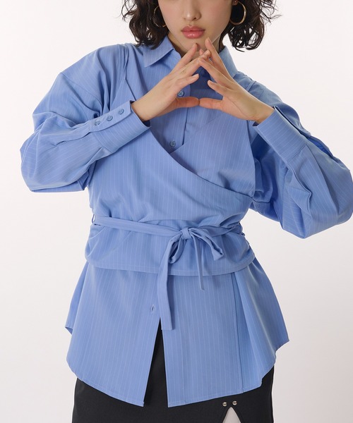 MUHET(ミュエータ)の「【set item】shirt & bustier / シャツビスチェセット(シャツ/ブラウス・レディース・ブラウン/オフホワイト/ライトブルー・FREE)」の1枚目の写真