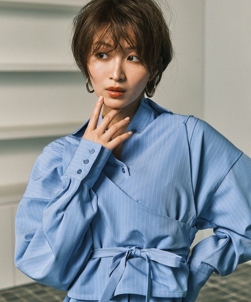ブラウス シャツ 「set item」shirt ＆ bustier / シャツビスチェセット レディース MUHET（ミュエータ）の「【set item】shirt & bustier / シャツ
