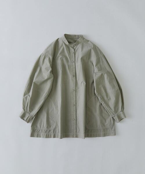 conges payes ADIEU TRISTESSE（コンジェ ペイエ アデュートリステス）の「ステッチワークチュニック（シャツ/ブラウス・レディース・グリーン/チャコールグレー・38）」の4枚目の写真