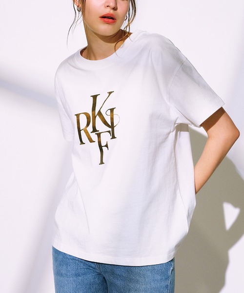 ムラサキスポーツ(ムラサキスポーツ)の「RIKKA FEMME/リッカファム Tシャツ RF25SS09(Tシャツ/カットソー・レディース・ホワイト×ゴールド/ホワイト×シルバー・FREE)」の1枚目の写真