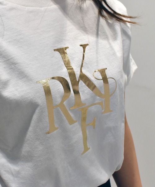 ムラサキスポーツ(ムラサキスポーツ)の「RIKKA FEMME/リッカファム Tシャツ RF25SS09(Tシャツ/カットソー・レディース・ホワイト×ゴールド/ホワイト×シルバー・FREE)」の8枚目の写真