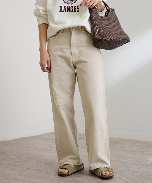 【Framework】デニムストレートパンツ　34 ベージュ FRAMeWORK（フレームワーク）の「≪追加・ベストセラー≫デニム
