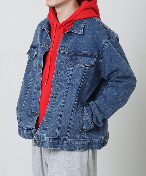 HANES(ヘインズ)の「【HANES / ヘインズ】 ストレッチ デニム Gジャン / デニムジャケット(デニムジャケット・メンズ・ネイビー/ブルー/サックスブルー・MEDIUM/X-LARGE/LARGE/SMALL)」の3枚目の写真