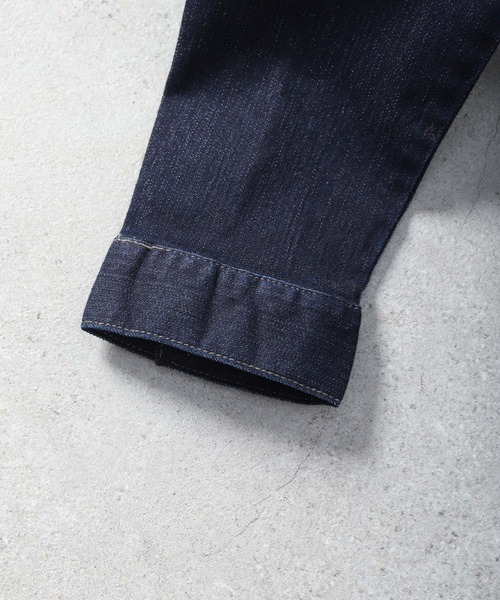 HANES(ヘインズ)の「【HANES / ヘインズ】 ストレッチ デニム Gジャン / デニムジャケット(デニムジャケット・メンズ・ネイビー/ブルー/サックスブルー・MEDIUM/X-LARGE/LARGE/SMALL)」の6枚目の写真
